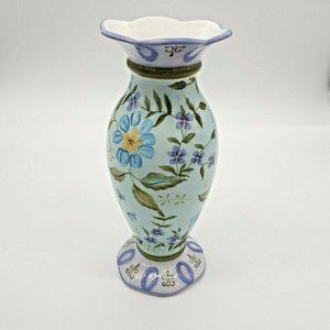 Capriware 11" Vase Hand Painted Collectable Blue Purple Floral Country Accent